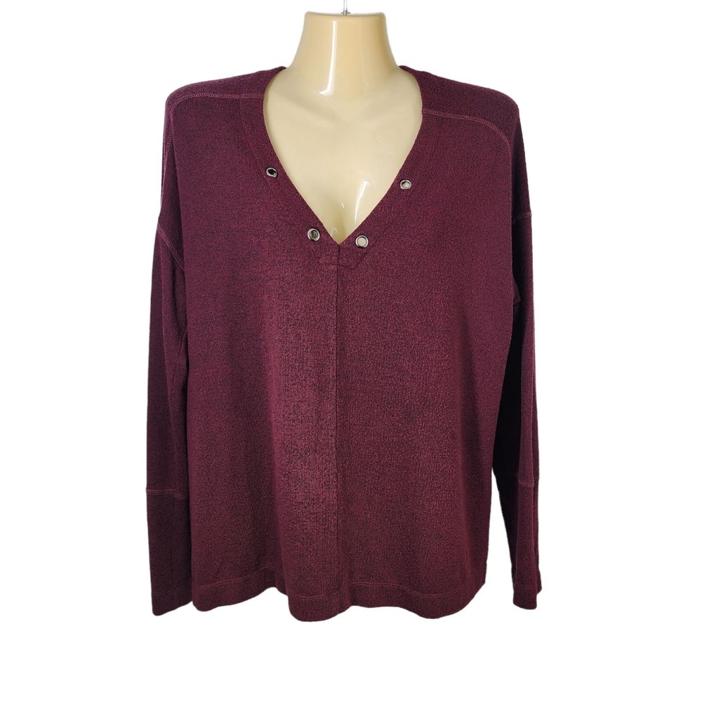 Rails Leigh Port Maroon/Burgundy Long Sleeve Sweater Women's Size S